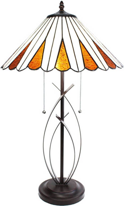 HAES deco Tiffany Tafellamp Creme Ø 41x69 cm Fitting E27 Lamp max 2x60W