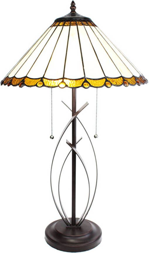 HAES deco Tiffany Tafellamp Creme Ø 41x69 cm Fitting E27 Lamp max 2x60W