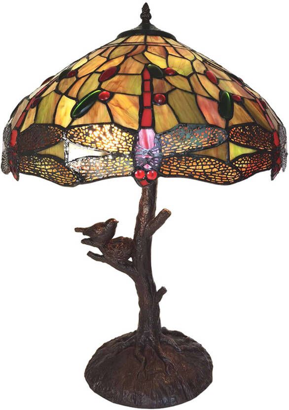 HAES deco Tiffany Tafellamp Geel Ø 41x57 cm Fitting E27 Lamp max 2x60W