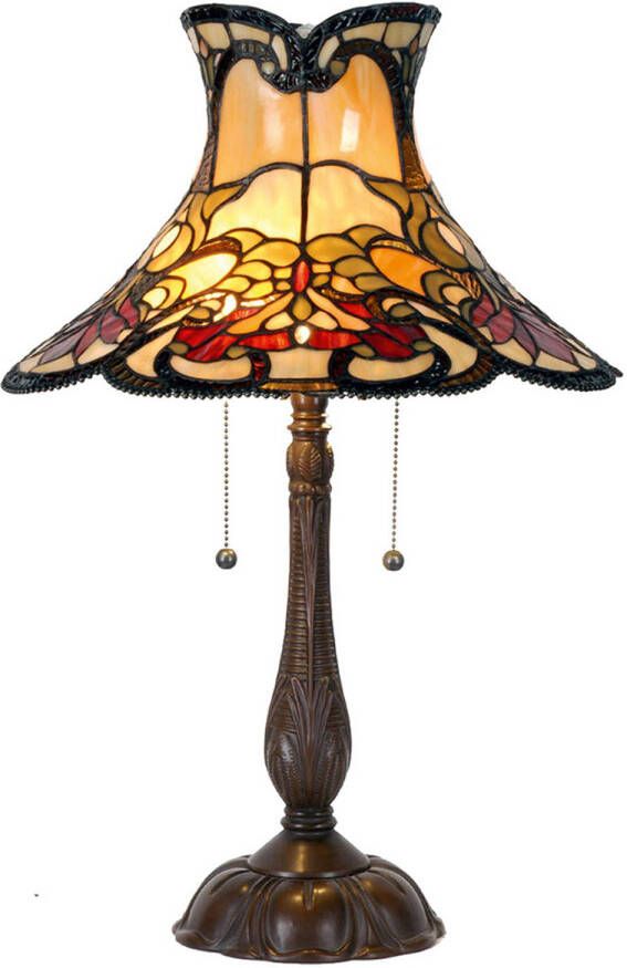 HAES deco Tiffany Tafellamp Geel Bruin Ø 51x66 cm Fitting E27 Lamp max 2x60W