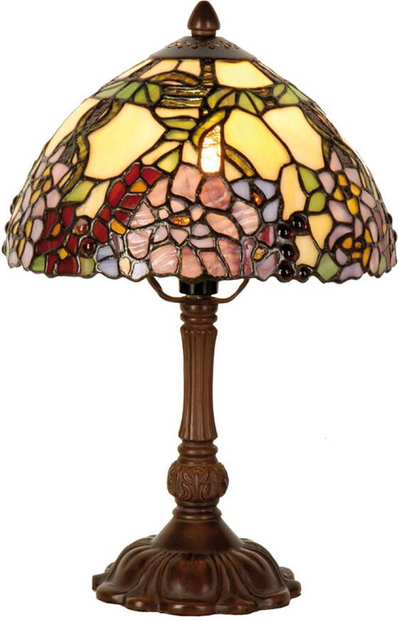 HAES deco Tiffany Tafellamp Geel Groen Roze Ø 22x32 cm Fitting E14 Lamp max 1x40W