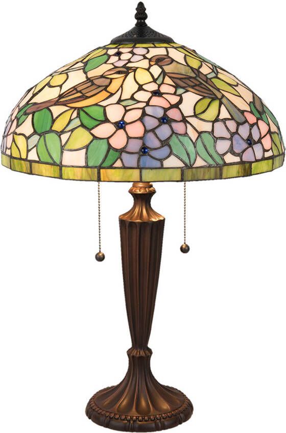 HAES deco Tiffany Tafellamp Geel Groen Roze Ø 41x60 cm Fitting E27 Lamp max 2x60W