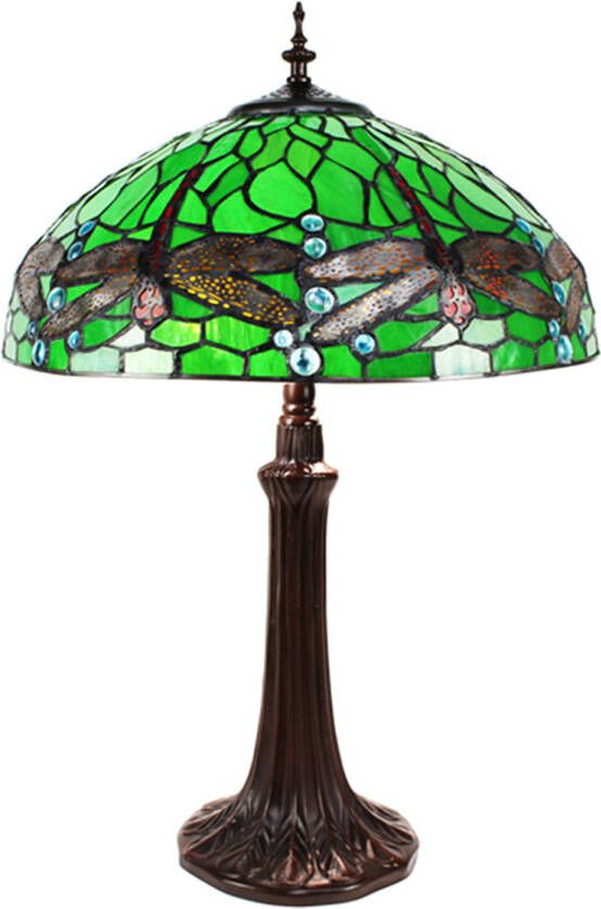HAES deco Tiffany Tafellamp Groen Ø 41x57 cm Fitting E27 Lamp max 2x40W
