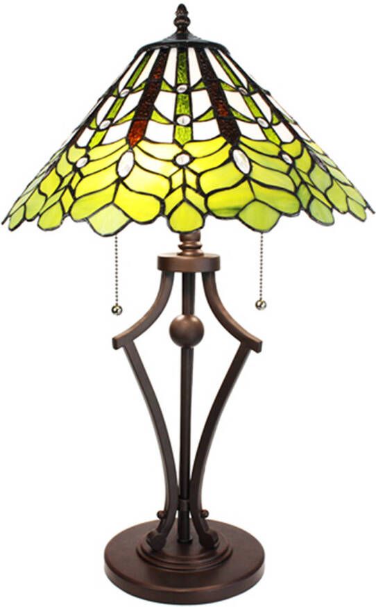 HAES deco Tiffany Tafellamp Groen Ø 41x62 cm Fitting E27 Lamp max 2x60W