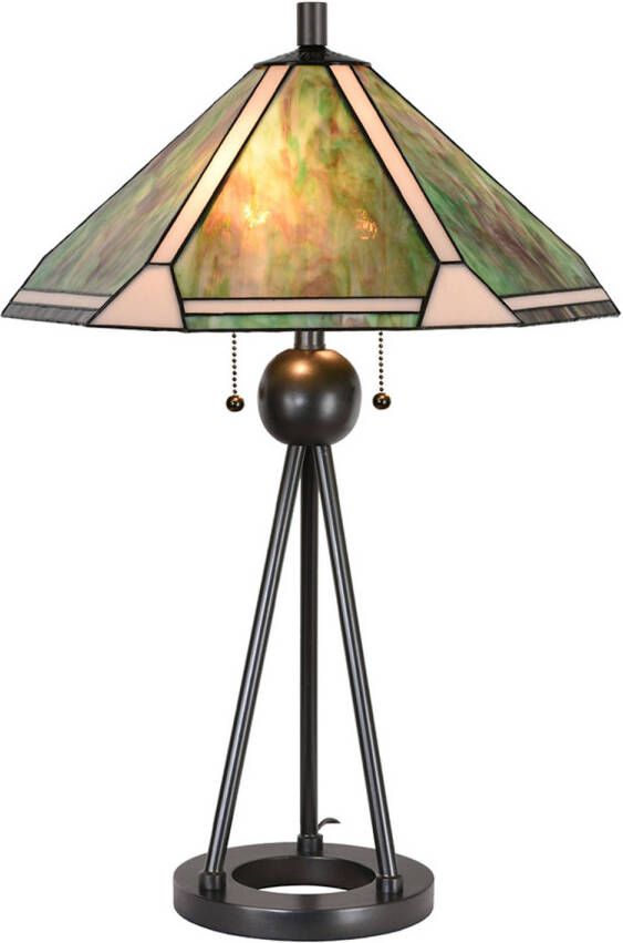 HAES deco Tiffany Tafellamp Groen Bruin Beige Ø 50x73 cm Fitting E27 Lamp max 2x60W