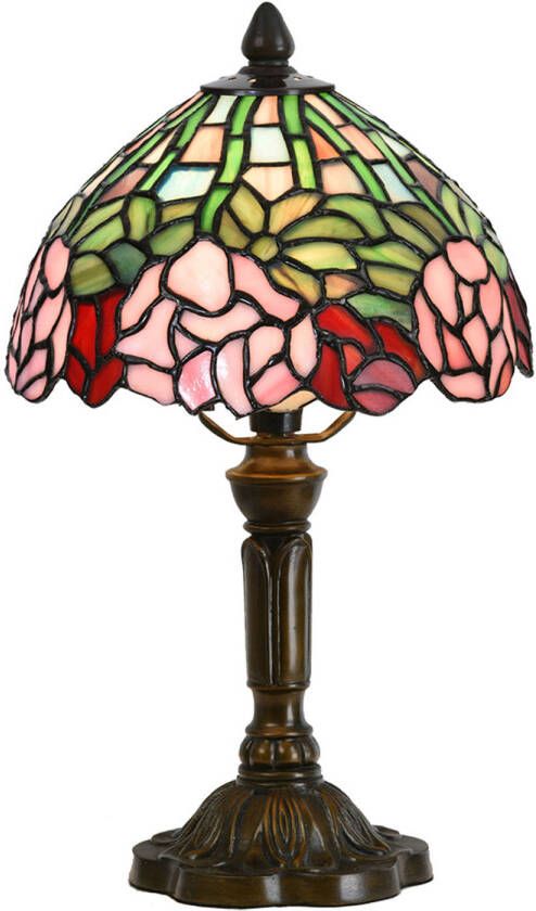 HAES deco Tiffany Tafellamp Groen Roze Ø 21x39 cm Fitting E14 Lamp max 1x25W