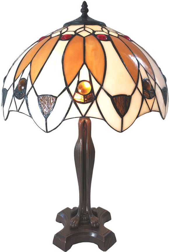 HAES deco Tiffany Tafellamp Meerkleurig Ø 41x57 cm Fitting E27 Lamp max 2x60W