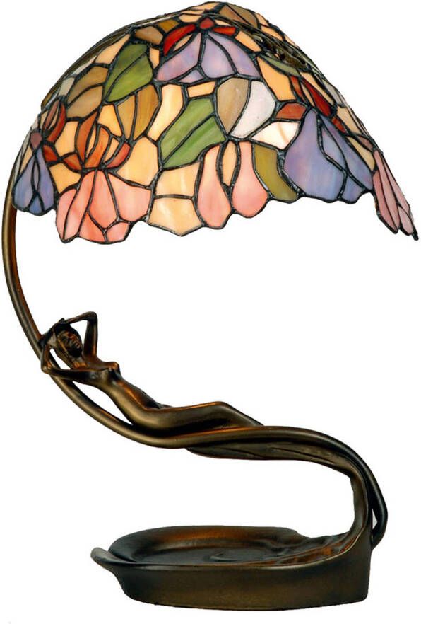 HAES deco Tiffany Tafellamp Paars Roze 28x20x40 cm Fitting E14 Lamp max 1x40W