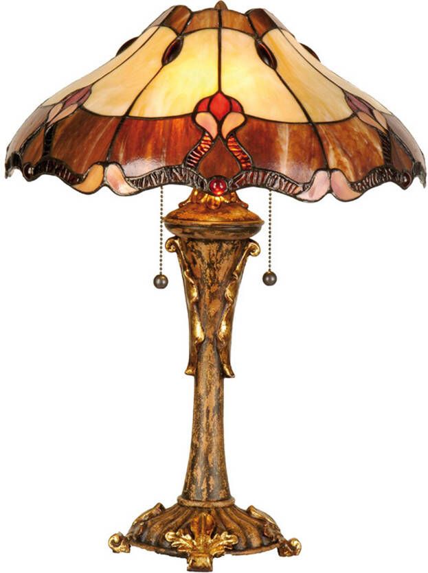 HAES deco Tiffany Tafellamp Rood Beige Ø 40x53 cm Fitting E27 Lamp max 2x60W