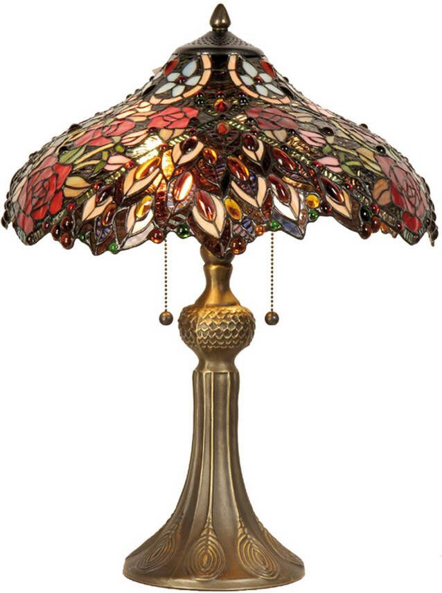 HAES deco Tiffany Tafellamp Rood Groen Wit Ø 43x58 cm Fitting E27 Lamp max 2x60W
