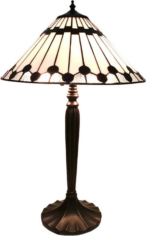 HAES deco Tiffany Tafellamp Wit Bruin Ø 40x63 cm Fitting E27 Lamp max 2x60W