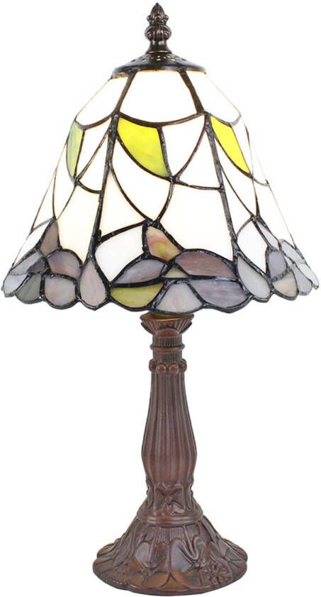 HAES deco Tiffany Tafellamp Wit Groen Paars Ø 20x34 cm Fitting E14 Lamp max 1x25W