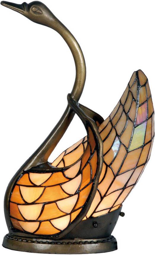 HAES deco Tiffany Tafellamp Zwaan Beige Geel 30x20x45 cm Fitting E14 Lamp max 1x40W