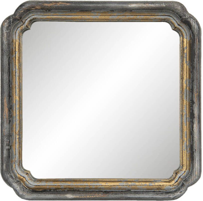 HAES deco Vierkante Spiegel Goudkleurig 44x6x44 cm Hout Glas Wandspiegel Spiegel vierkant