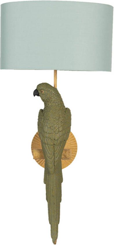 HAES deco Wandlamp City Jungle Papagaai Lamp Ø 23*44 cm Groen Ovaal Polyresin Muurlamp Sfeerlamp