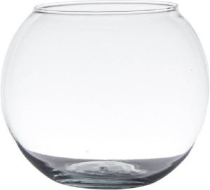 Hakbijl Glass Transparante ronde bol vissenkom vaas vazen van glas 13 x 16 cm Bloemen boeketten vaas voor binnen gebruik Vazen