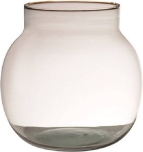 Hakbijl Glass Transparante bruine ronde vissenkom vaas vazen van glas 20 x 19 cm Bloemen boeketten vaas voor binnen gebruik Vazen