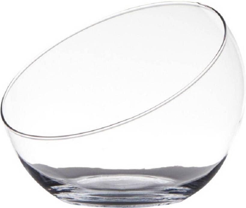 Hakbijl Glass Bolvaas schuine schaal gerecycled glas D20 x H17 cm Vazen