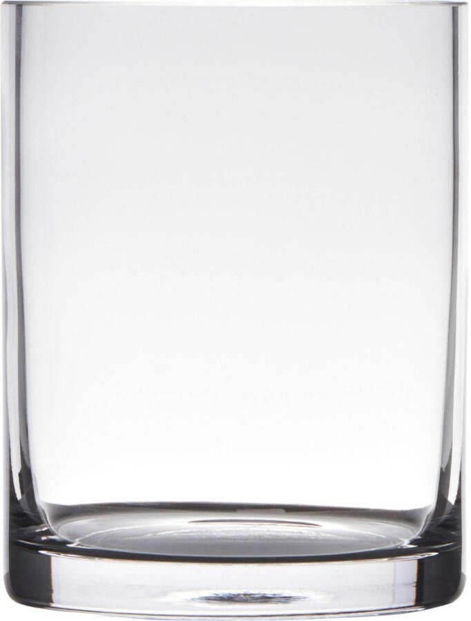 Hakbijl Glass Transparante home-basics Cylinder vorm vaas vazen van glas 15 x 12 cm Bloemen takken boeketten vaas voor binnen gebruik Vazen