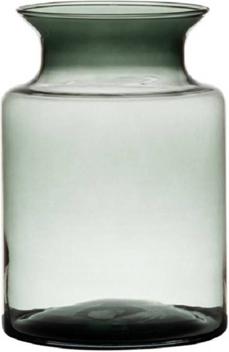 Hakbijl Glass Grijze transparante melkbus vaas vazen van glas 20 cm Vazen