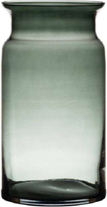 Hakbijl Glass Grijze transparante melkbus vaas vazen van glas 29 cm Vazen