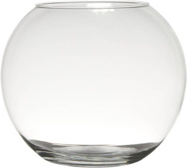 Bellatio Design Luxe bolle ronde vissenkom bloemenvaas bloemenvazen 23 x 30 cm transparant glas Vazen