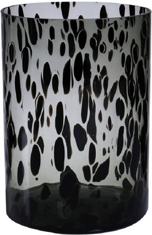 Hakbijl Glass Modieuze bloemen cylinder vaas vazen van glas 30 x 19 cm zwart fantasy Bloemen takken boeketten Vazen