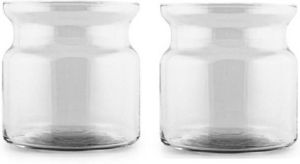 Hakbijl Glass Set van 2x stuks transparante home-basics vaas vazen van glas 19 x 19 cm Brenda Vazen