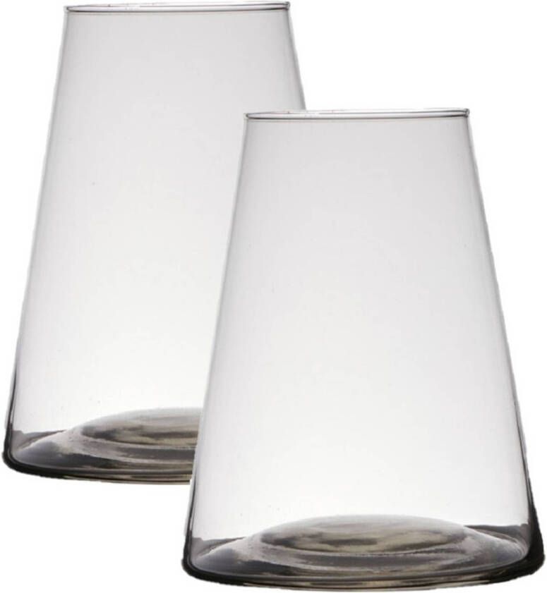 Hakbijl Glass Set van 2x stuks transparante home-basics vaas vazen van glas 20 x 16 cm Donna Vazen