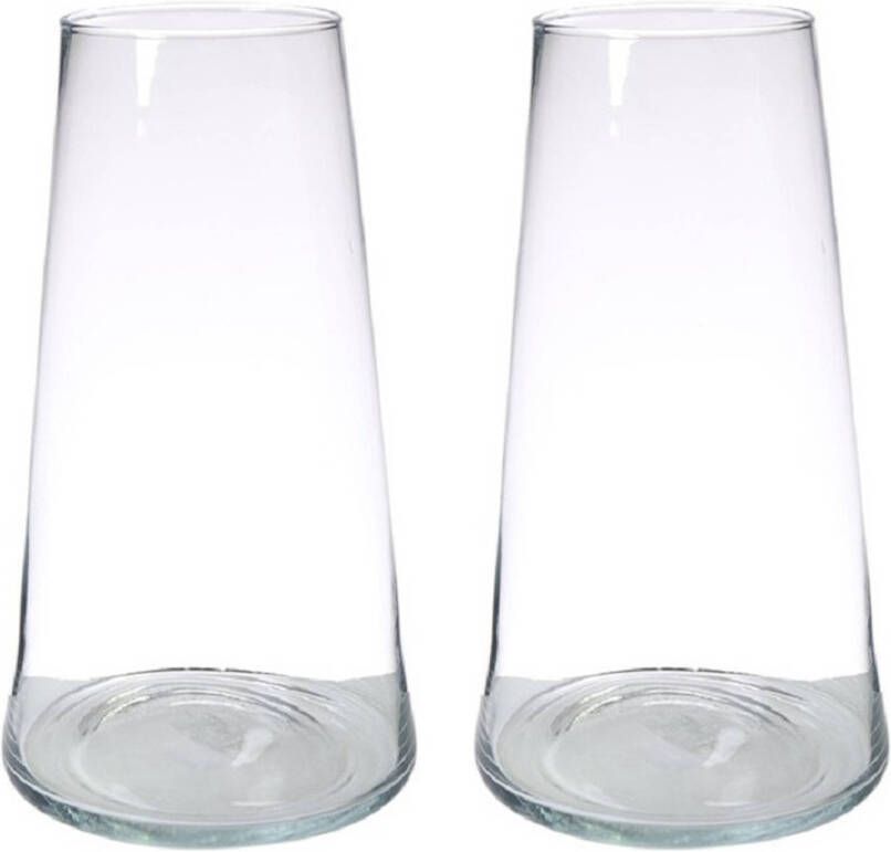 Hakbijl Glass Set van 2x stuks transparante home-basics vaas vazen van glas 35 x 18 cm Donna Vazen