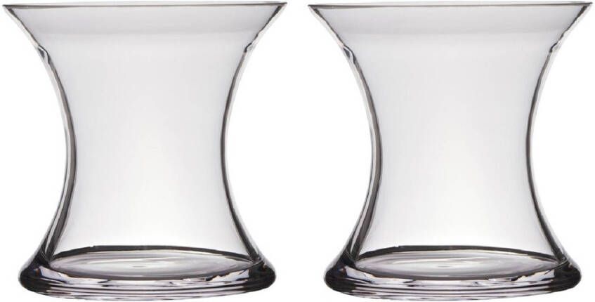 Hakbijl Glass Set van 2x stuks transparante stijlvolle x-vormige vaas vazen van glas 15 x 15 cm Bloemen boeketten vaas voor binnen gebruik Vazen