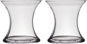 Hakbijl Glass Set van 2x stuks transparante stijlvolle x-vormige vaas vazen van glas 19 x 19 cm Vazen