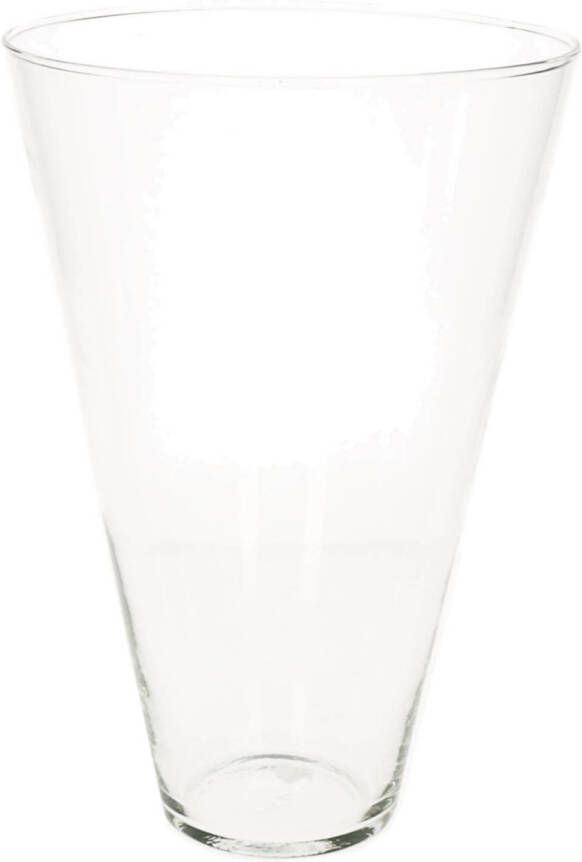 Hakbijl Glass Transparante home-basics conische vaas vazen van glas 30 x 19 cm Vazen