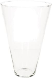 Hakbijl Glass Transparante home-basics Conische vaas vazen van glas 30 x 19 cm Bloemen takken boeketten vaas voor binnen gebruik Vazen