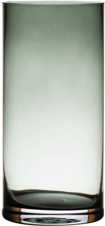 Hakbijl Glass Transparante home-basics cylinder vaas vazen van grijs glas 25 x 12 cm Vazen