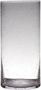 Hakbijl Glass Transparante home-basics Cylinder vorm vaas vazen van bubbel glas 40 x 19 cm Bloemen takken boeketten vaas voor binnen gebruik Vazen