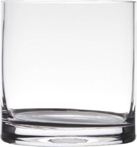 Hakbijl Glass Transparante home-basics Cylinder vorm vaas vazen van glas 15 x 15 cm Bloemen takken boeketten vaas voor binnen gebruik Vazen