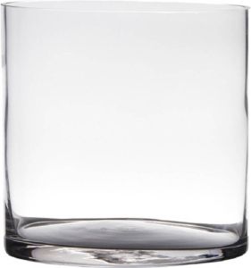 Hakbijl Glass Transparante home-basics Cylinder vorm vaas vazen van glas 19 x 19 cm Bloemen takken boeketten vaas voor binnen gebruik Vazen