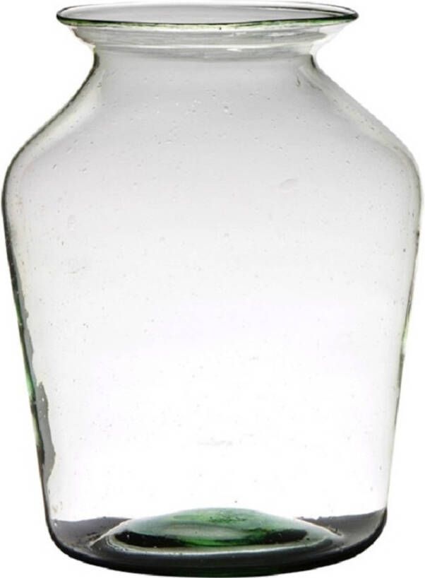 Hakbijl Glass Transparante luxe grote stijlvolle vaas vazen van gerecycled glas 36 x 24 cm Bloemen boeketten vaas voor binnen gebruik Vazen