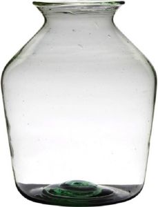 Hakbijl Glass Transparante luxe grote stijlvolle vaas vazen van gerecycled glas 40 x 29 cm Bloemen boeketten vaas voor binnen gebruik Vazen