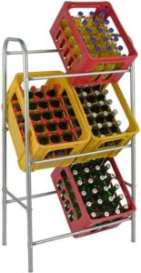 Haushalt Zilveren krattenrek voor 6 kratten bierkratten rek 65 x 34 x 115 cm kratten bewaren bierkratten rekjes