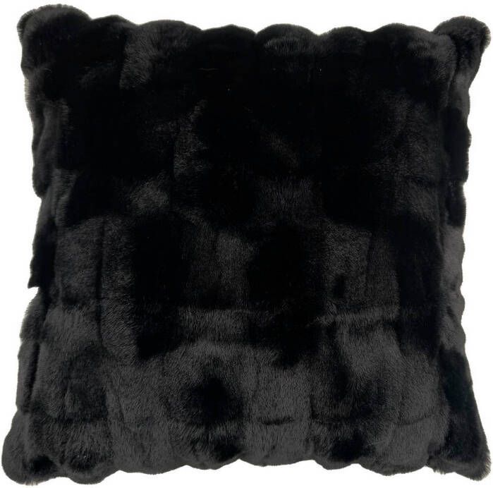 Heckett & Lane Fake Fur Sierkussen Delphi black is black 48x48cm