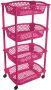 Hega Hogar Keuken opberg trolleys roltafels met 4 manden 86 x 41 cm fuchsia roze- Etagewagentje met opbergkratten Opberg trolley - Thumbnail 1