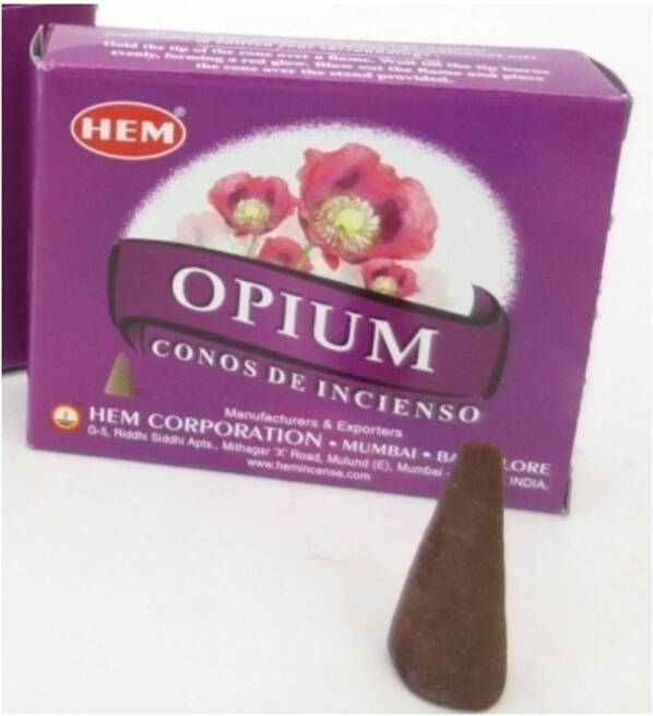 Merkloos 6x Pakjes wierook met 10 kegeltjes Opium Wierookstokjes