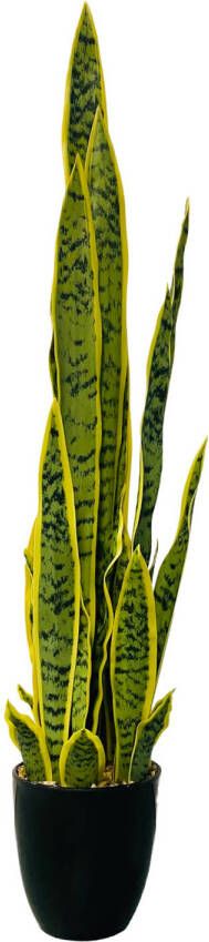 HEM Sanseviera Vrouwentong Kunstplant Levensechte Kunstplant voor binnen in pot groen geel 92 cm