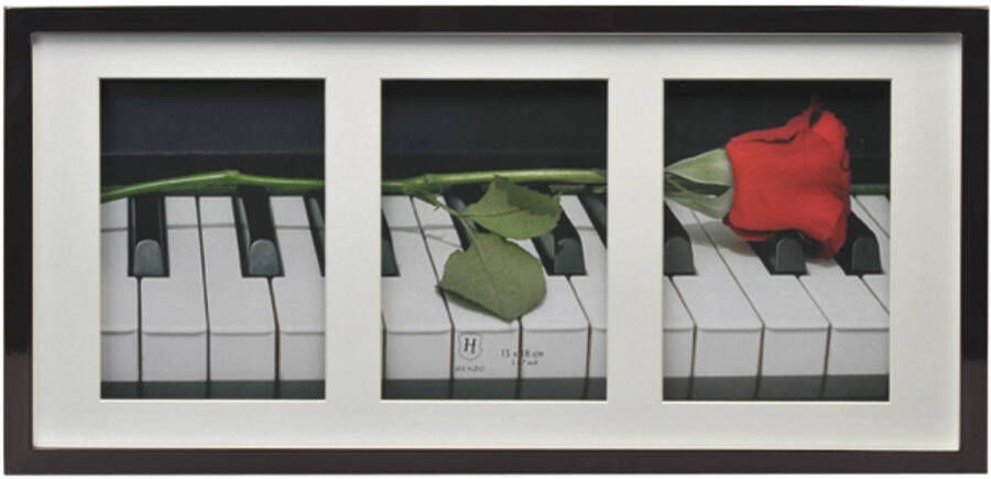 Henzo Fotolijst Piano Gallery Collagelijst voor 3 foto\&apos;s Fotomaat 13x18 cm Zwart