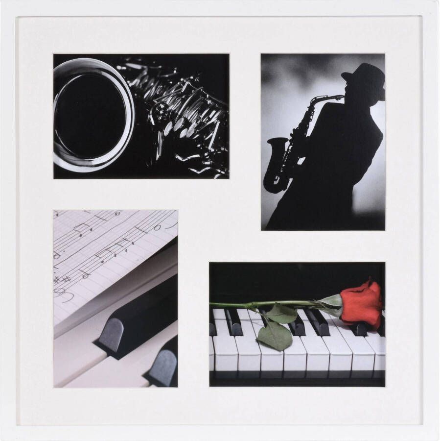 Henzo Fotolijst Piano Gallery Collagelijst voor 4 foto\&apos;s Fotomaat 13x18 cm Wit