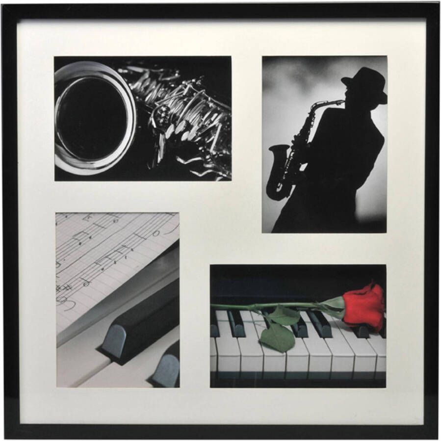 Henzo Fotolijst Piano Gallery Collagelijst Voor 4 Foto&apos;s Fotomaat 13x18 Cm Zwart