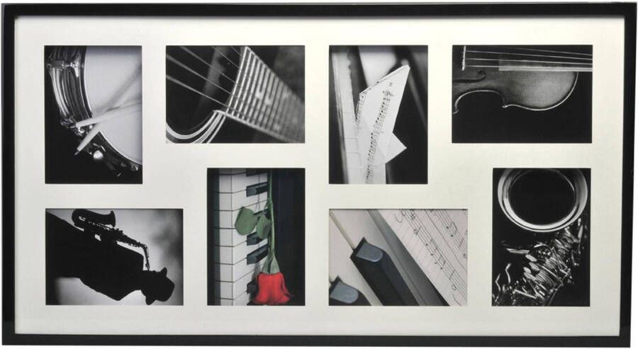 Henzo Fotolijst Piano Gallery Collagelijst voor 8 foto\&apos;s Fotomaat 13x18 cm Zwart