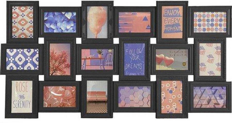 Henzo Fotolijst Trendy Gallery Collagelijst voor 18 foto\&apos;s Fotomaat 10x15 cm Zwart